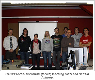 CARIS’ Michal Borkowski (far left) teaching HIPS and SIPS in Antwerp.
