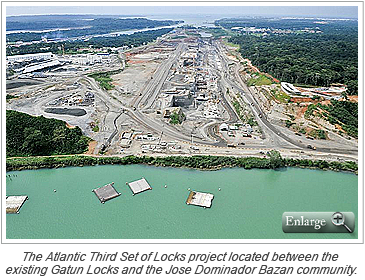 The Atlantic Third Set of Locks project located between the existing Gatun Locks and the Jose Dominador Bazan community.