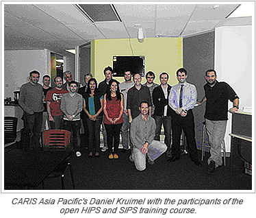 CARIS Asia Pacific's Daniel Kruimel with the participants of the open HIPS and SIPS training course.