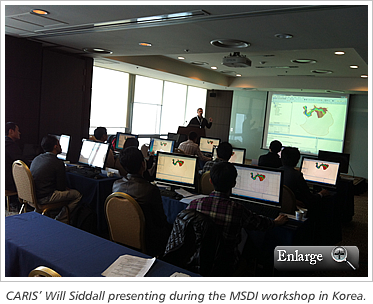 CARIS’ Will Siddall presenting during the MSDI workshop in Korea.