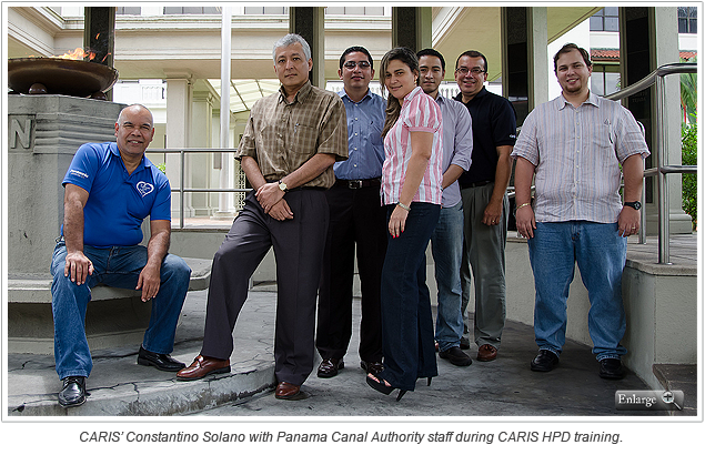 CARIS’ Constantino Solano with Panama Canal Authority staff during CARIS HPD training.