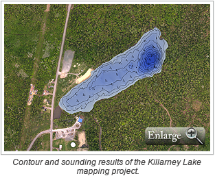 Contour and sounding results of the Killarney Lake mapping project.