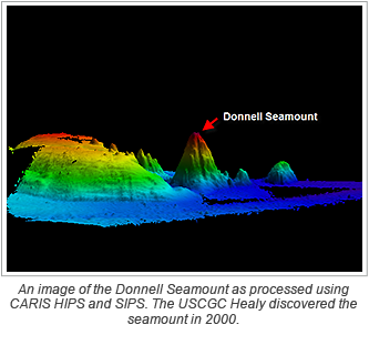 An image of the Donnell Seamount as processed using CARIS HIPS and SIPS. The USCGC Healy discovered the seamount in 2000.