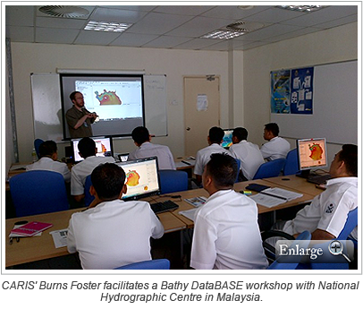 CARIS' Burns Foster facilitates a Bathy DataBASE workshop with National Hydrographic Centre in Malaysia.