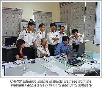CARIS' Eduardo Infante instructs Trainees from the Vietnam People’s Navy in HIPS and SIPS software