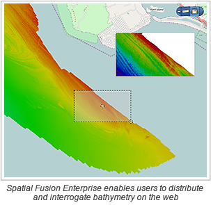 Spatial Fusion Enterprise enables users to distribute and interrogate bathymetry on the web